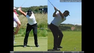 Jon Rahm golf swing  Long Iron faceon amp downtheline July 2017 [upl. by Amrak]