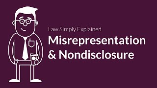 Misrepresentation and Nondisclosure  Contracts  Defenses amp Excuses [upl. by Penrod]