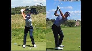 Justin Thomas golf swing  Long Iron faceon amp downtheline July 2017 [upl. by Karil]