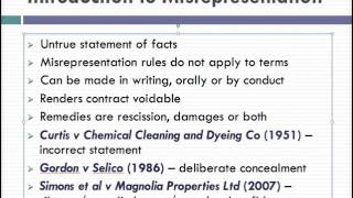 Misrepresentation Lecture 1 of 4 [upl. by Ahsar]